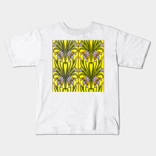 relief design with stylized flowers vintage colorful print lilac Kids T-Shirt